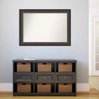 Specchio da parete per bagno Thomas in bronzo nero da 42" x 30" senza smussatura - Amanti Art: rettangolare, cornice in polistirene, montaggio a parete