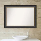 Specchio da parete per bagno Thomas in bronzo nero da 42" x 30" senza smussatura - Amanti Art: rettangolare, cornice in polistirene, montaggio a parete