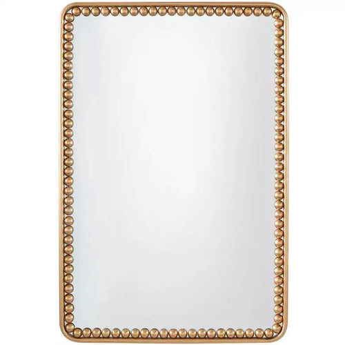36"x24" Metal Wall Mirror with Beaded Detailing Gold - Olivia & May: Modern Rectangular Decorative Mirror, No Assembly Required