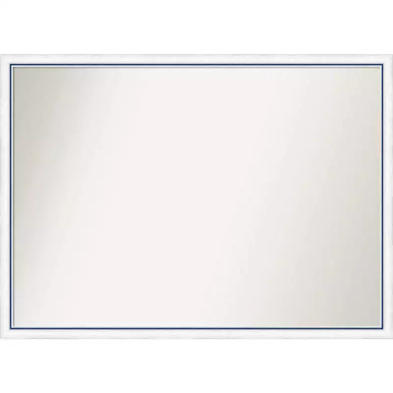 40"x29" Non-Beveled Morgan Wood Bathroom Wall Mirror White/Blue - Amanti Art: Includes Mounting Hardware, Wood Frame
