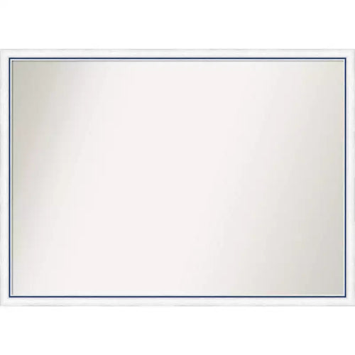 40"x29" Non-Beveled Morgan Wood Bathroom Wall Mirror White/Blue - Amanti Art: Includes Mounting Hardware, Wood Frame