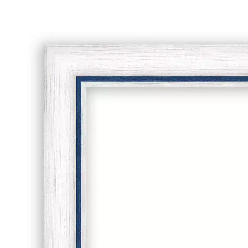 Specchio da parete per bagno Morgan in legno non smussato 40"x29" Bianco/Blu - Amanti Art: Include accessori per il montaggio, cornice in legno