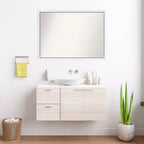 Specchio da parete per bagno Morgan in legno non smussato 40"x29" Bianco/Blu - Amanti Art: Include accessori per il montaggio, cornice in legno