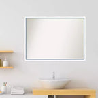 Specchio da parete per bagno Morgan in legno non smussato 40"x29" Bianco/Blu - Amanti Art: Include accessori per il montaggio, cornice in legno