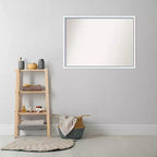 Specchio da parete per bagno Morgan in legno non smussato 40"x29" Bianco/Blu - Amanti Art: Include accessori per il montaggio, cornice in legno