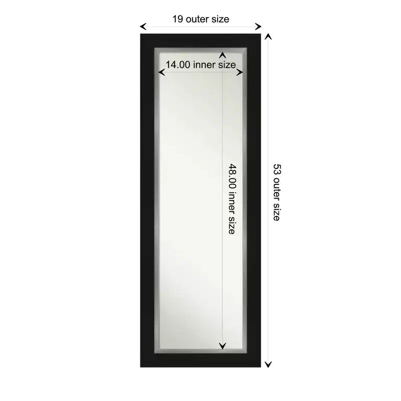 Specchio da porta a figura intera 51 x 137 cm non bisellato Eva Black Silver - Amanti Art: da appendere alla porta