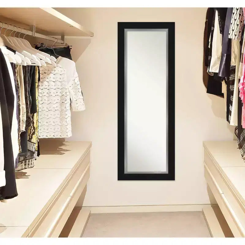 Specchio da porta a figura intera 51 x 137 cm non bisellato Eva Black Silver - Amanti Art: da appendere alla porta