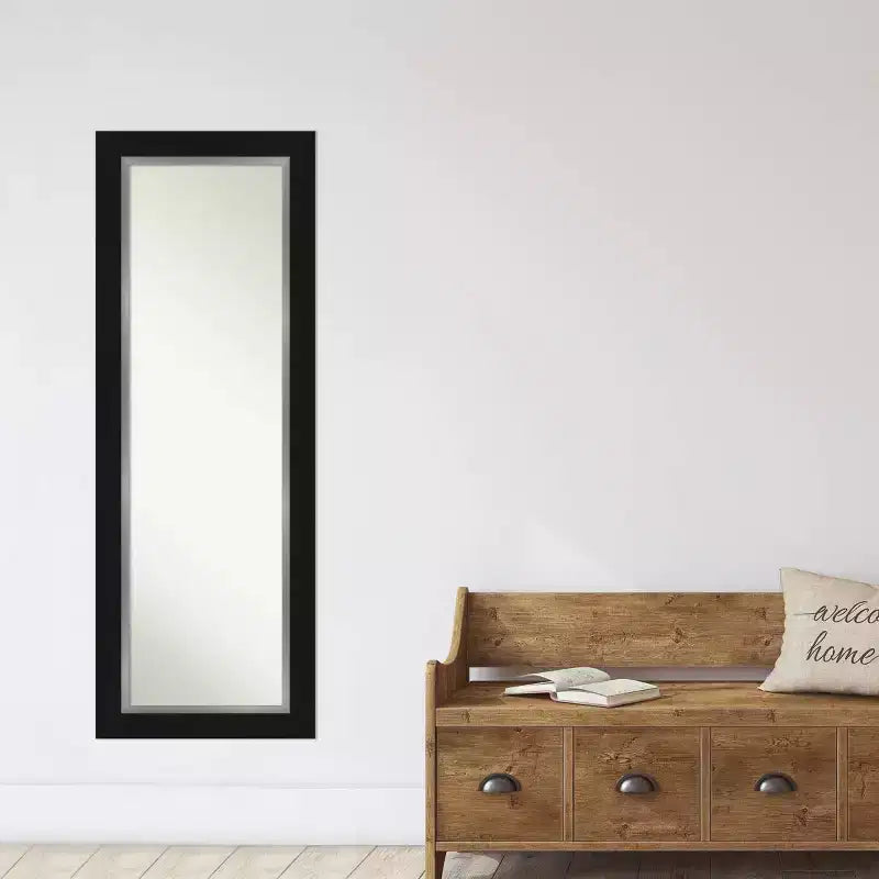 Specchio da porta a figura intera 51 x 137 cm non bisellato Eva Black Silver - Amanti Art: da appendere alla porta