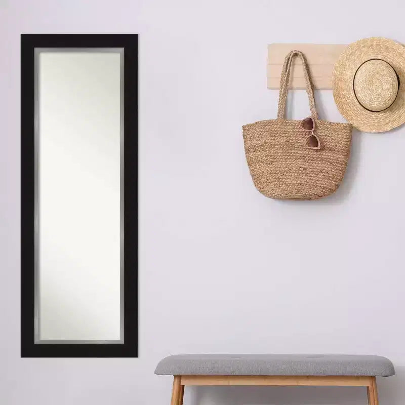 Specchio da porta a figura intera 51 x 137 cm non bisellato Eva Black Silver - Amanti Art: da appendere alla porta