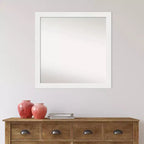 Specchio da parete stretto non smussato per bagno, 76,2 x 76,2 cm, bianco - Amanti Art: include hardware di montaggio, montaggio a parete
