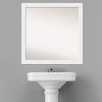 Specchio da parete stretto non smussato per bagno, 76,2 x 76,2 cm, bianco - Amanti Art: include hardware di montaggio, montaggio a parete