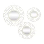 Olivia & May Wood Starburst Wall Mirror Set of 3 White: Traditional Style, No Assembly, Includes Mounting Hardware