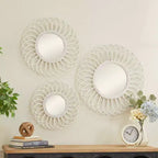 Olivia & May Wood Starburst Wall Mirror Set of 3 White: Stile Tradizionale, Nessun Assemblaggio Richiesto, Include Hardware di Montaggio