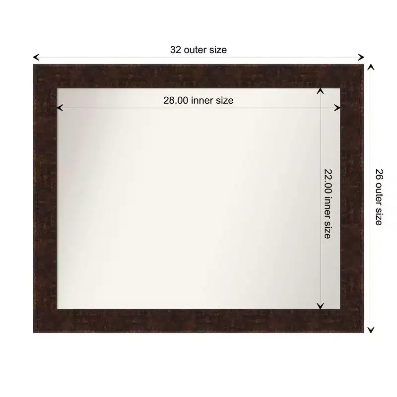 Specchio da parete stretto William in bronzo marmorizzato 32" x 26": Moderno, Rettangolare, Nessun assemblaggio - Amanti Art