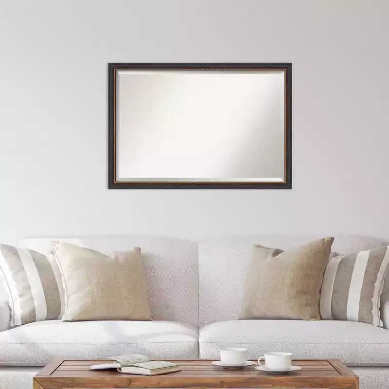Specchio da parete smussato Ashton in legno nero 99 x 68,5 cm - Amanti Art: rettangolare moderno, nessun montaggio richiesto