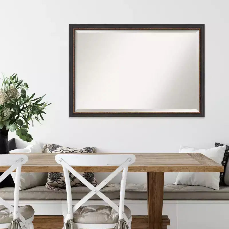 Specchio da parete smussato Ashton in legno nero 99 x 68,5 cm - Amanti Art: rettangolare moderno, nessun montaggio richiesto
