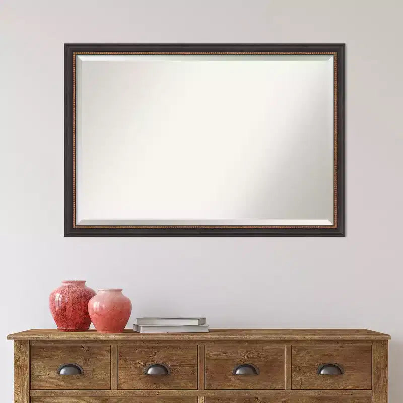 Specchio da parete smussato Ashton in legno nero 99 x 68,5 cm - Amanti Art: rettangolare moderno, nessun montaggio richiesto