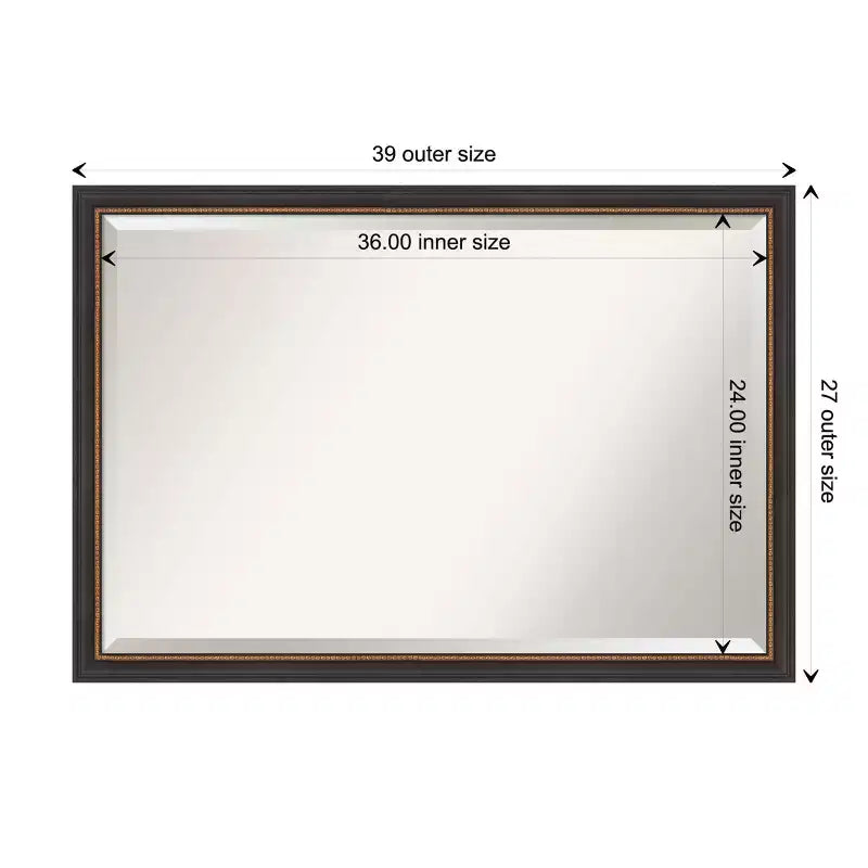 Specchio da parete smussato Ashton in legno nero 99 x 68,5 cm - Amanti Art: rettangolare moderno, nessun montaggio richiesto