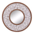 Wood Floral Wall Mirror with Embossed Metal White - Olivia & May: Farmhouse Style, No Assembly, MDF Frame, 31.5" Round