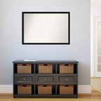 Specchio da parete stretto nero Avon non smussato da 38" x 26" - Amanti Art: Cornice moderna in polistirene, include accessori per il montaggio