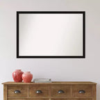 Specchio da parete stretto nero Avon non smussato da 38" x 26" - Amanti Art: Cornice moderna in polistirene, include accessori per il montaggio