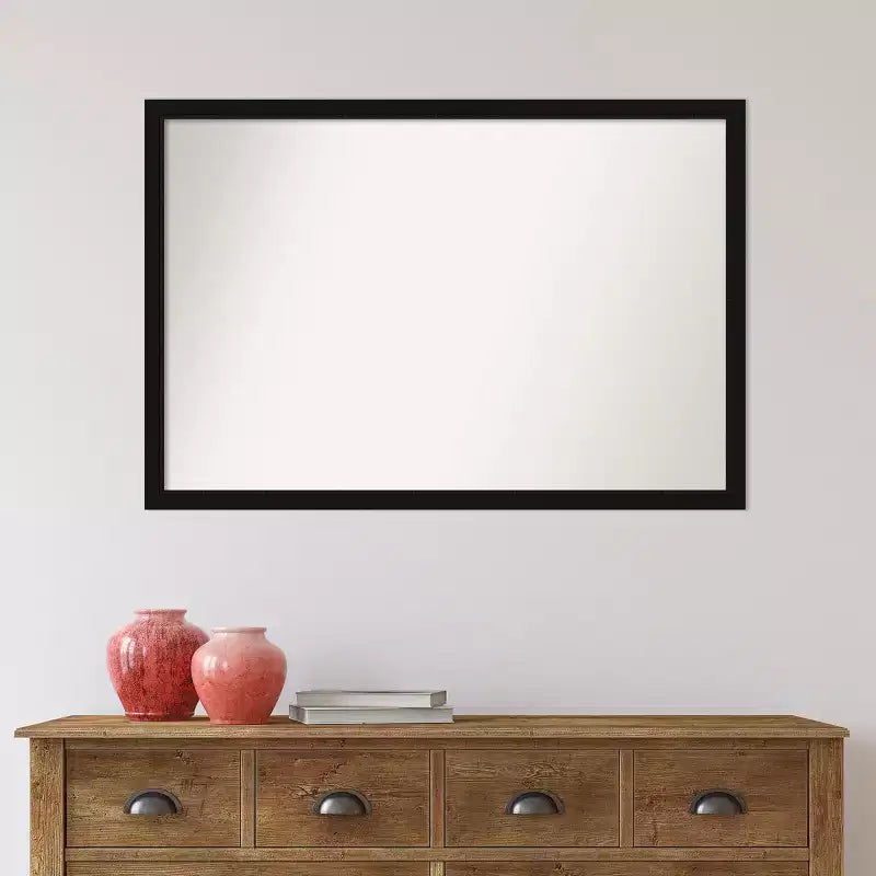Specchio da parete stretto nero Avon non smussato da 38" x 26" - Amanti Art: Cornice moderna in polistirene, include accessori per il montaggio