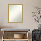Specchio da Parete Stretto non Smussato Grace in Oro Spazzolato 20" x 26" - Amanti Art: Specchio da Bagno Rettangolare Moderno, Ferramenta di Montaggio Inclusa