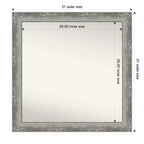 Specchio da parete per bagno stretto Amanti Art Waveline Silver non smussato da 31" x 31" - Amanti Art: specchio da trucco quadrato moderno con cornice in polistirolo