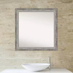 Specchio da parete per bagno stretto Amanti Art Waveline Silver non smussato da 31" x 31" - Amanti Art: specchio da trucco quadrato moderno con cornice in polistirolo