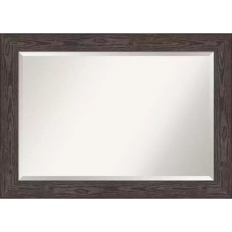 42" x 30" Beveled Bridge Black Wood Wall Mirror - Amanti Art: Modern Rectangle, No Assembly Required