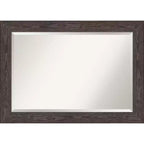 42" x 30" Beveled Bridge Black Wood Wall Mirror - Amanti Art: Modern Rectangle, No Assembly Required