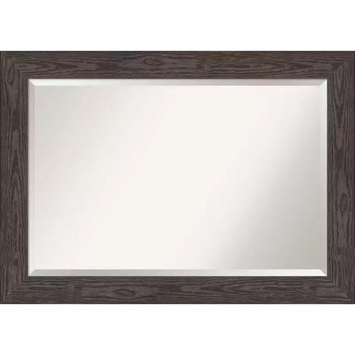 42" x 30" Beveled Bridge Black Wood Wall Mirror - Amanti Art: Modern Rectangle, No Assembly Required