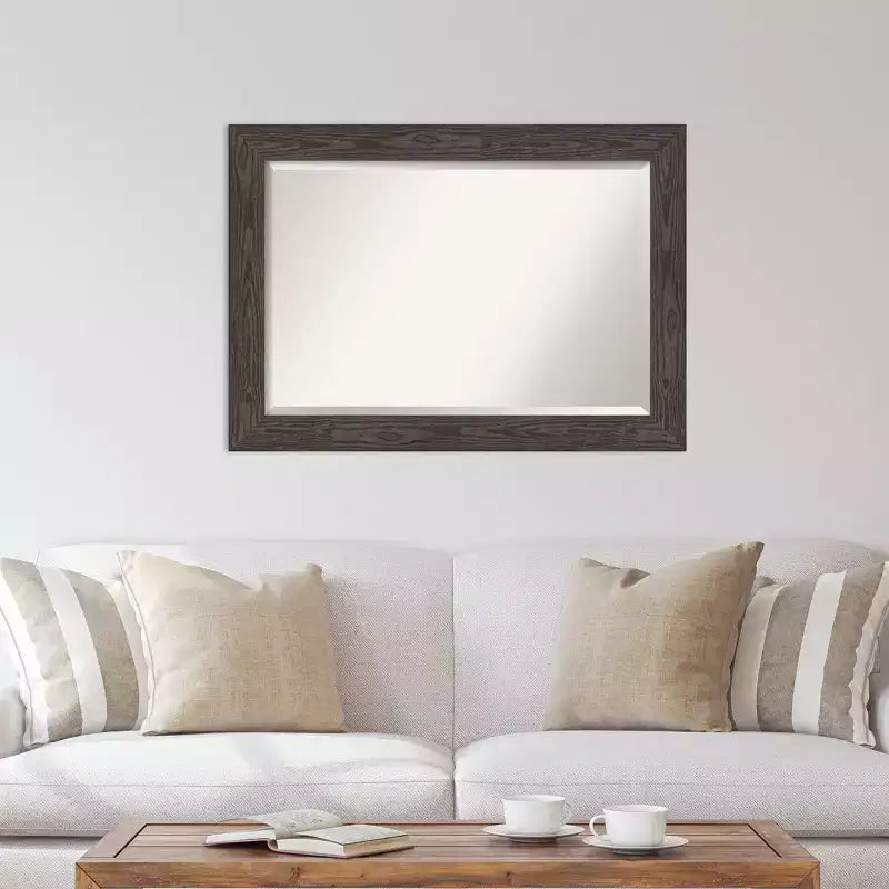 Specchio da parete in legno nero Beveled Bridge 42" x 30" - Amanti Art: Rettangolare moderno, Nessun assemblaggio richiesto