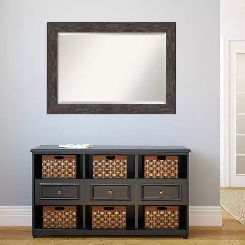 Specchio da parete in legno nero Beveled Bridge 42" x 30" - Amanti Art: Rettangolare moderno, Nessun assemblaggio richiesto