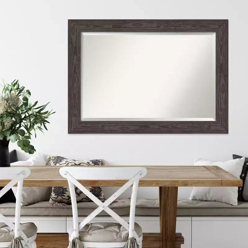 Specchio da parete in legno nero Beveled Bridge 42" x 30" - Amanti Art: Rettangolare moderno, Nessun assemblaggio richiesto
