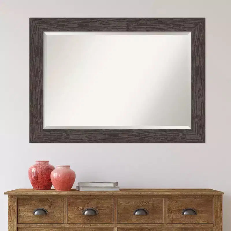 Specchio da parete in legno nero Beveled Bridge 42" x 30" - Amanti Art: Rettangolare moderno, Nessun assemblaggio richiesto