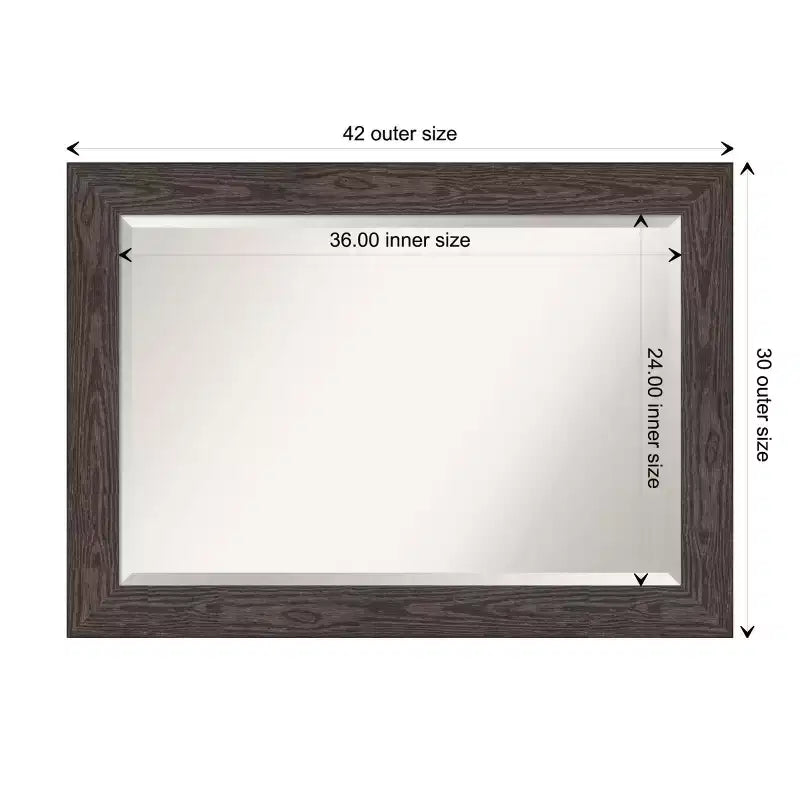 Specchio da parete in legno nero Beveled Bridge 42" x 30" - Amanti Art: Rettangolare moderno, Nessun assemblaggio richiesto