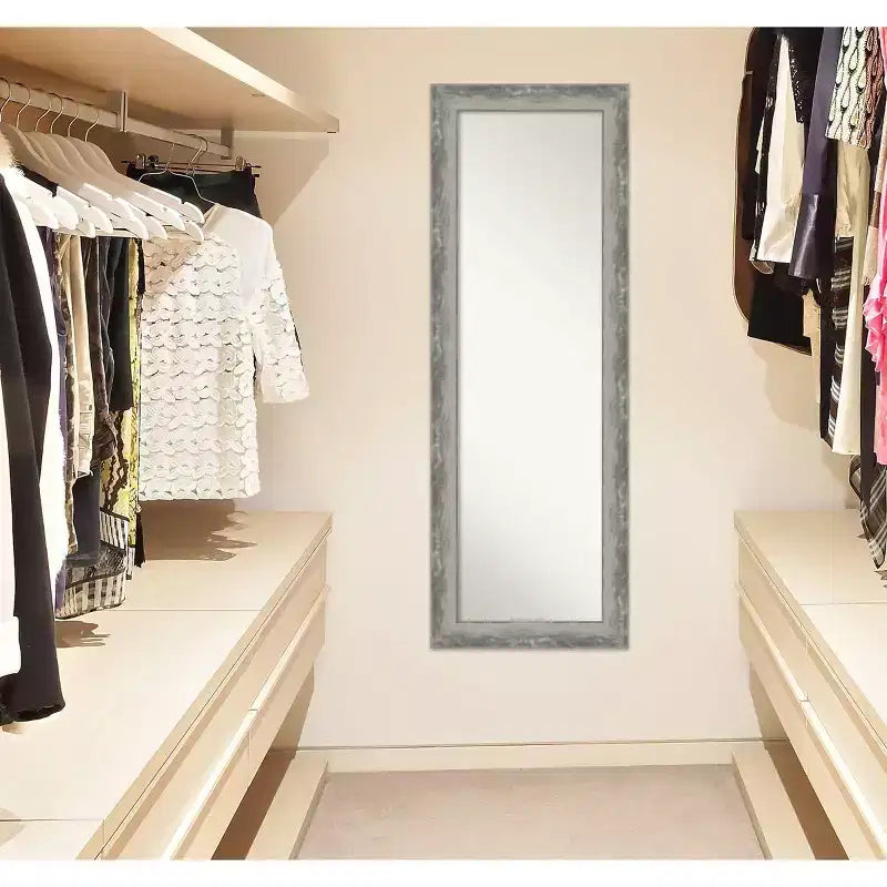 Specchio da Porta Intero Stretto Argento Waveline Non Smussato 48,26 cm x 134,62 cm - Amanti Art