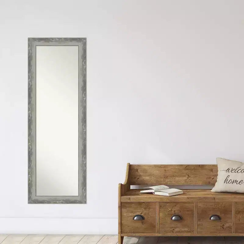 Specchio da Porta Intero Stretto Argento Waveline Non Smussato 48,26 cm x 134,62 cm - Amanti Art