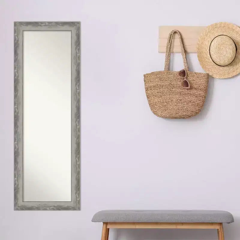 Specchio da Porta Intero Stretto Argento Waveline Non Smussato 48,26 cm x 134,62 cm - Amanti Art