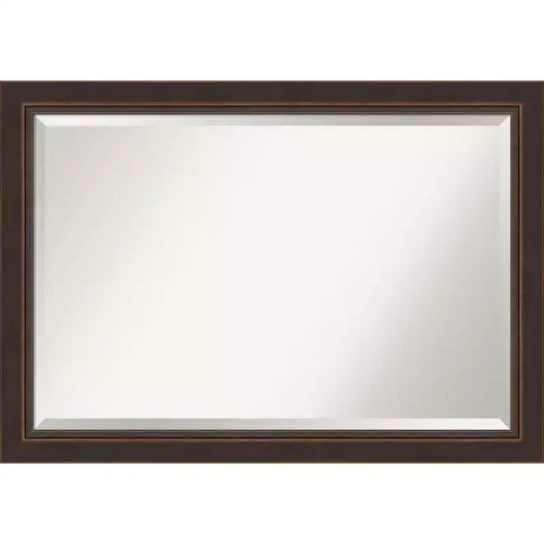 41" x 29" Beveled Lara Bronze Wood Wall Mirror - Amanti Art: Modern Rectangular, No Assembly Required