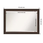 Specchio da parete in legno bronzo Lara smussato 41" x 29" - Amanti Art: Rettangolare moderno, nessun assemblaggio richiesto