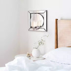 Howard Elliott Specchio quadrato con portacandele Argento: Specchio da parete moderno da 30 cm, con cornice in legno, nessun assemblaggio richiesto