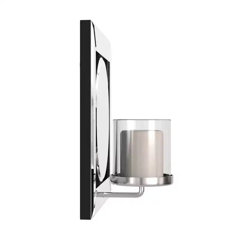 Howard Elliott Specchio quadrato con portacandele Argento: Specchio da parete moderno da 30 cm, con cornice in legno, nessun assemblaggio richiesto
