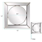 Howard Elliott Specchio quadrato con portacandele Argento: Specchio da parete moderno da 30 cm, con cornice in legno, nessun assemblaggio richiesto