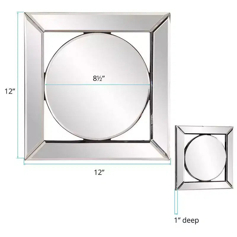 Howard Elliott Specchio quadrato con portacandele Argento: Specchio da parete moderno da 30 cm, con cornice in legno, nessun assemblaggio richiesto