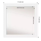 Specchio da parete per bagno in legno Corvino non smussato 31" x 31" bianco - Amanti Art: Design quadrato moderno, include hardware di montaggio