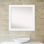 Specchio da parete per bagno in legno Corvino non smussato 31" x 31" bianco - Amanti Art: Design quadrato moderno, include hardware di montaggio