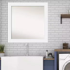 Specchio da parete per bagno in legno Corvino non smussato 31" x 31" bianco - Amanti Art: Design quadrato moderno, include hardware di montaggio