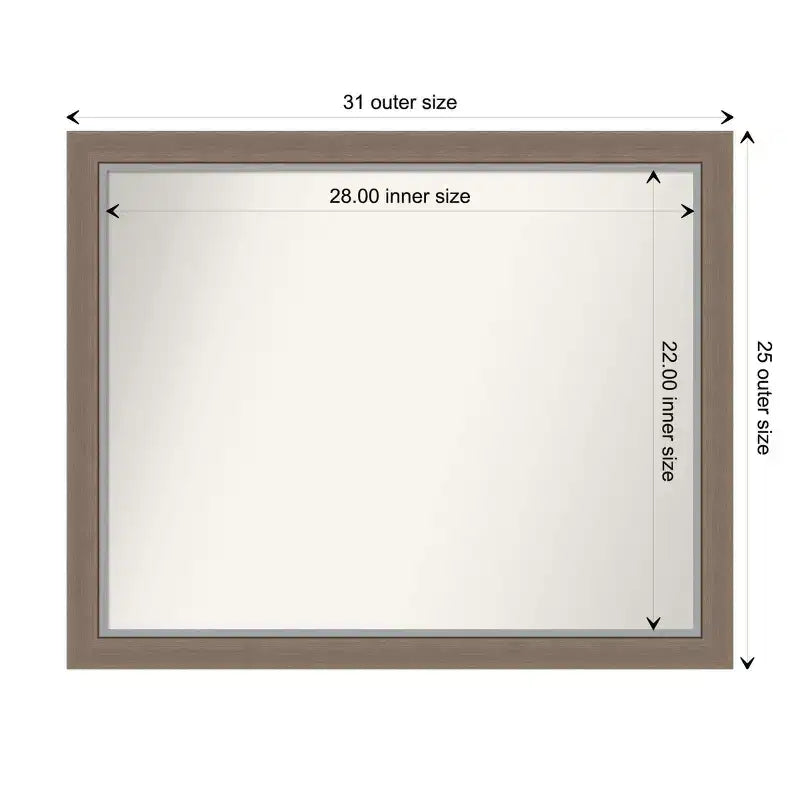 Specchio da parete stretto 31" x 25" non smussato Eva Brown - Amanti Art